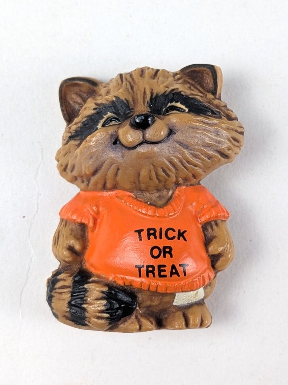 Vintage 80s Hallmark Trick or Treat Raccoon Pin